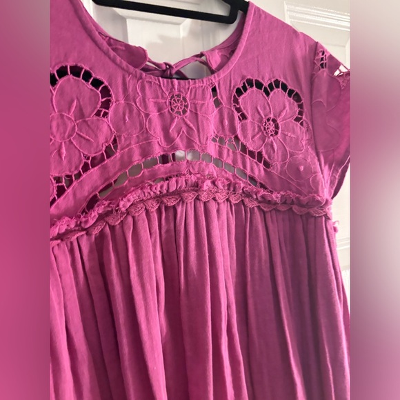 (NWOT) Free People Cutwork Tee Maxi Dress In Summer Bloom Orchid Size Small - Picture 5 of 11